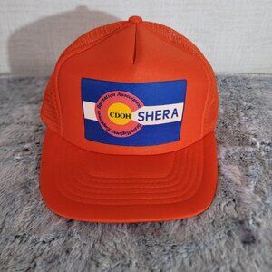 Vintage CDOH SHERA Colorado Dept Highways Trucker Hat Orange Mesh Snapback USA